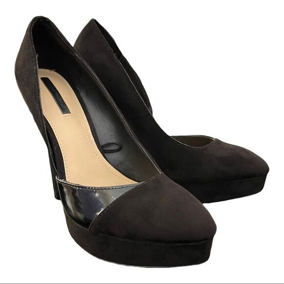 Zara Black Patent Suede Platform Stilettos 39 - Picture 2 of 10